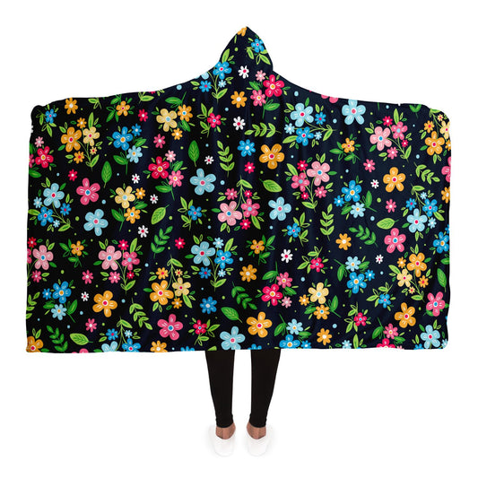 Flowers Hooded Blanket, Cute Colorful Floral Sherpa Fleece Soft Fluffy Cozy Warm Adult Men Women Kids Large Wearable Gift Starcove Fashion