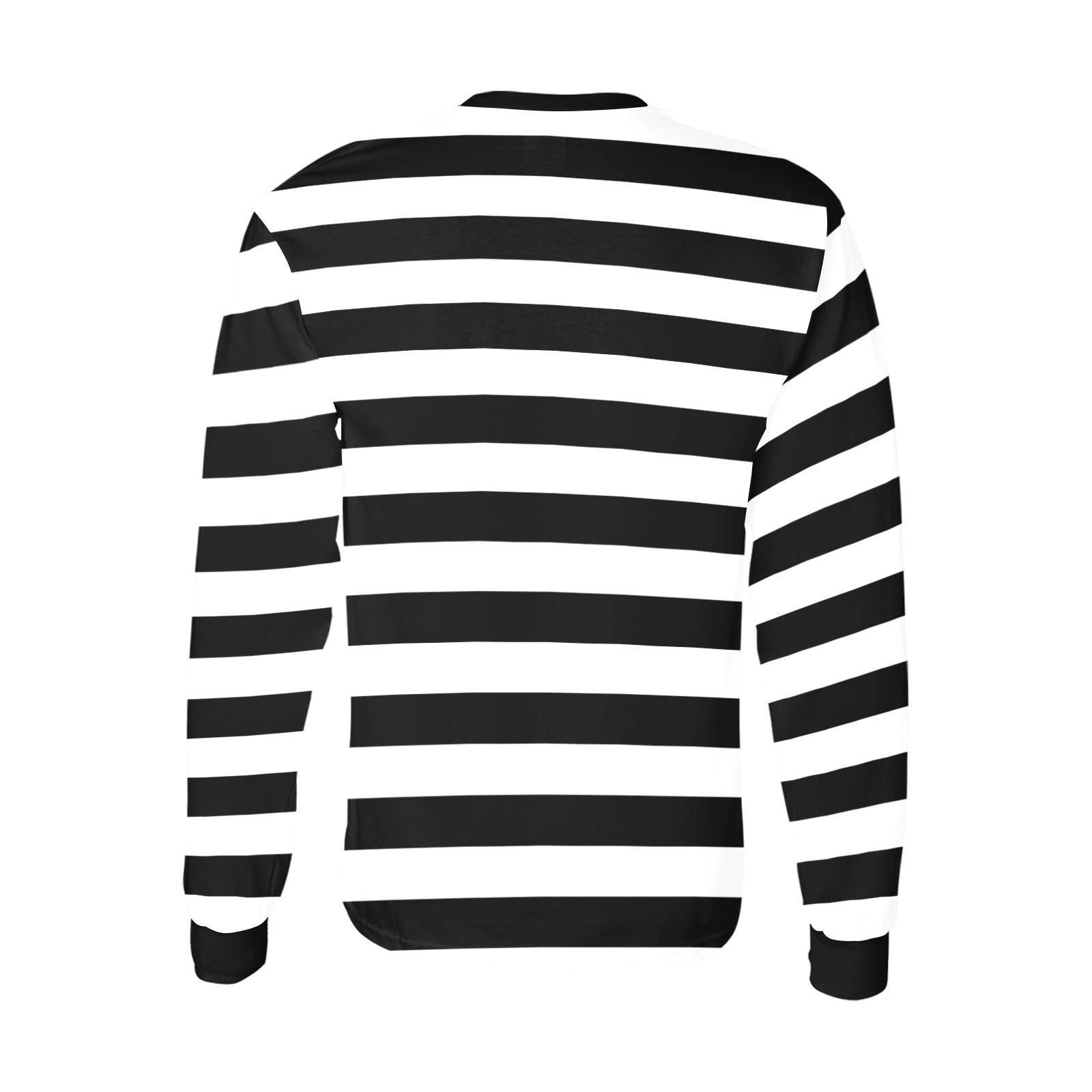 Black White Men Long Sleeve Striped TShirt, Graphic Vintage Retro