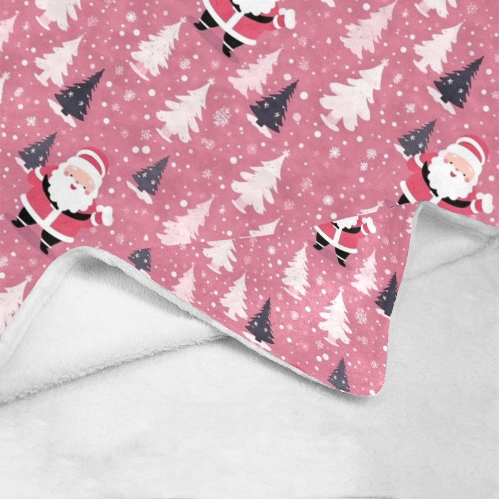 Pink Christmas Trees Fleece Throw Blanket, Santa Claus Xmas Soft Plush Fluffy Cozy Warm Adult Kids Small Large Sofa Bed 50x60 Decorative Starcove Fashion