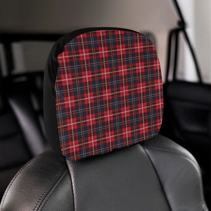 Red Buffalo Plaid Car Seat Headrest Cover (2pcs), Check Tartan Print Truck Suv Van Vehicle Auto Decoration Protector New Car Gift