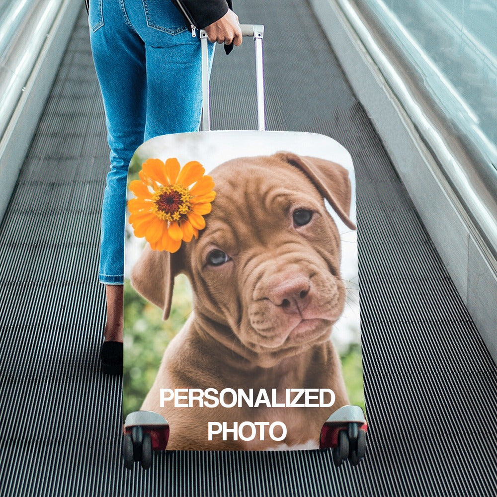 Personalized Photo Luggage Cover, Custom Pets Cats Dogs Aesthetic Print Suitcase Bag Protector Travel Customized Wrap Small Large Gift Starcove Fashion