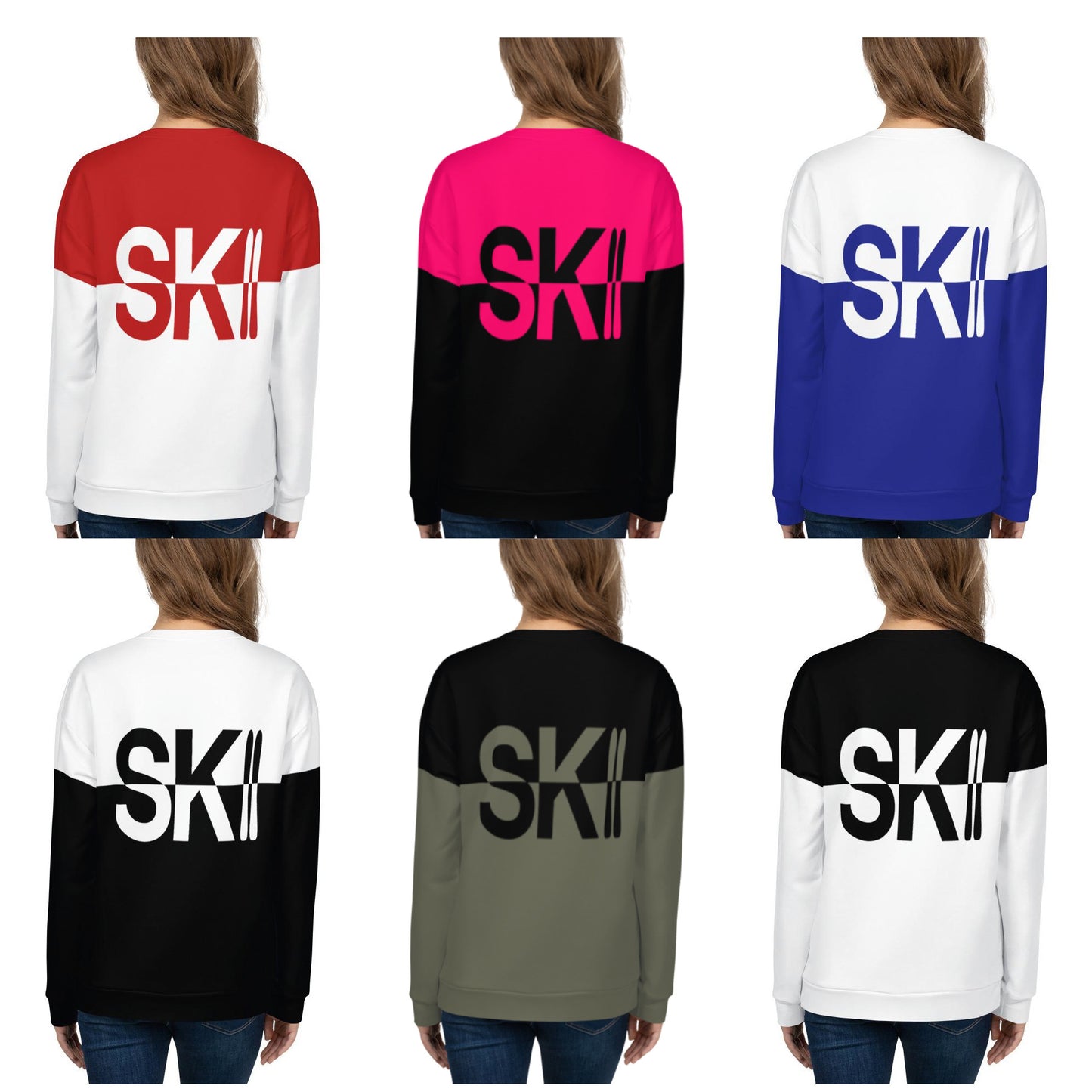 Ski Sweater, Duo Color Sweatshirt White Black, Matching Bachelorette Party Skiing Winter Apres Ski Mountain Pullover Sport Vacation Gift Starcove Fashion