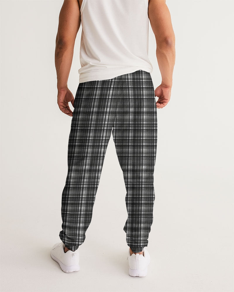 Grey Plaid Tartan Men Track Pants, Zip Pockets Quick Dry Mesh Lining Lightweight Festival Elastic Waist Windbreaker Joggers Bottoms Starcove Fashion