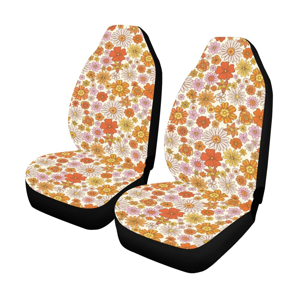 Groovy Flower Car Seat Covers for Vehicle 2 Pc, Vintage Floral 70s Hippie  Cute Front Car SUV Vans Gift Her Women Truck Protector Accessory 