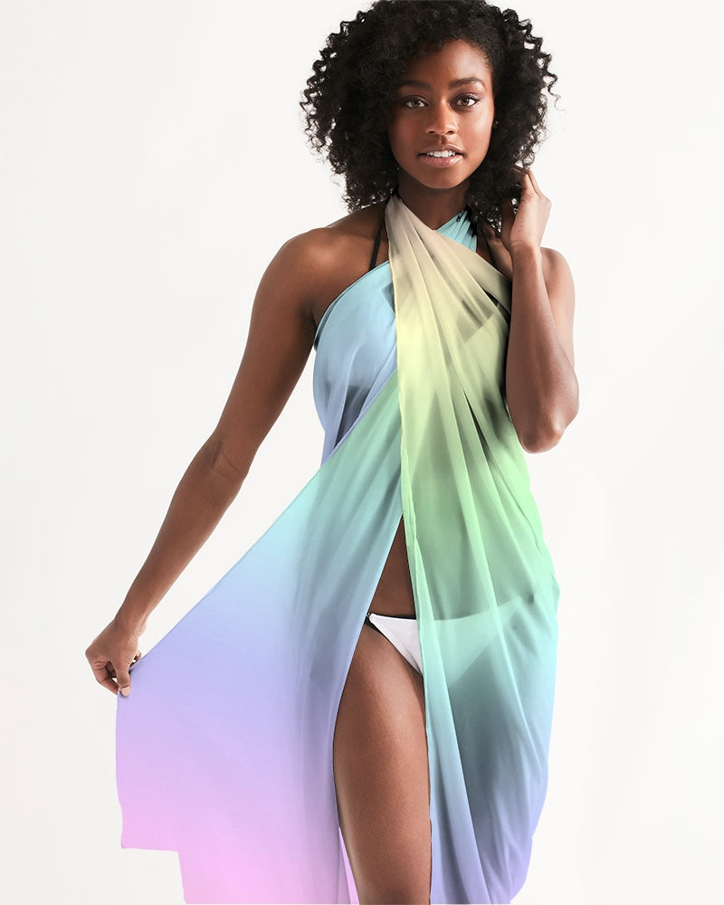 Pastel Ombre Swimsuit Cover Up Women Rainbow Tie Dye Pink Wrap Front Sarong Bikini Bathing Suit Beach Sexy Long Flowy Skirt Coverup