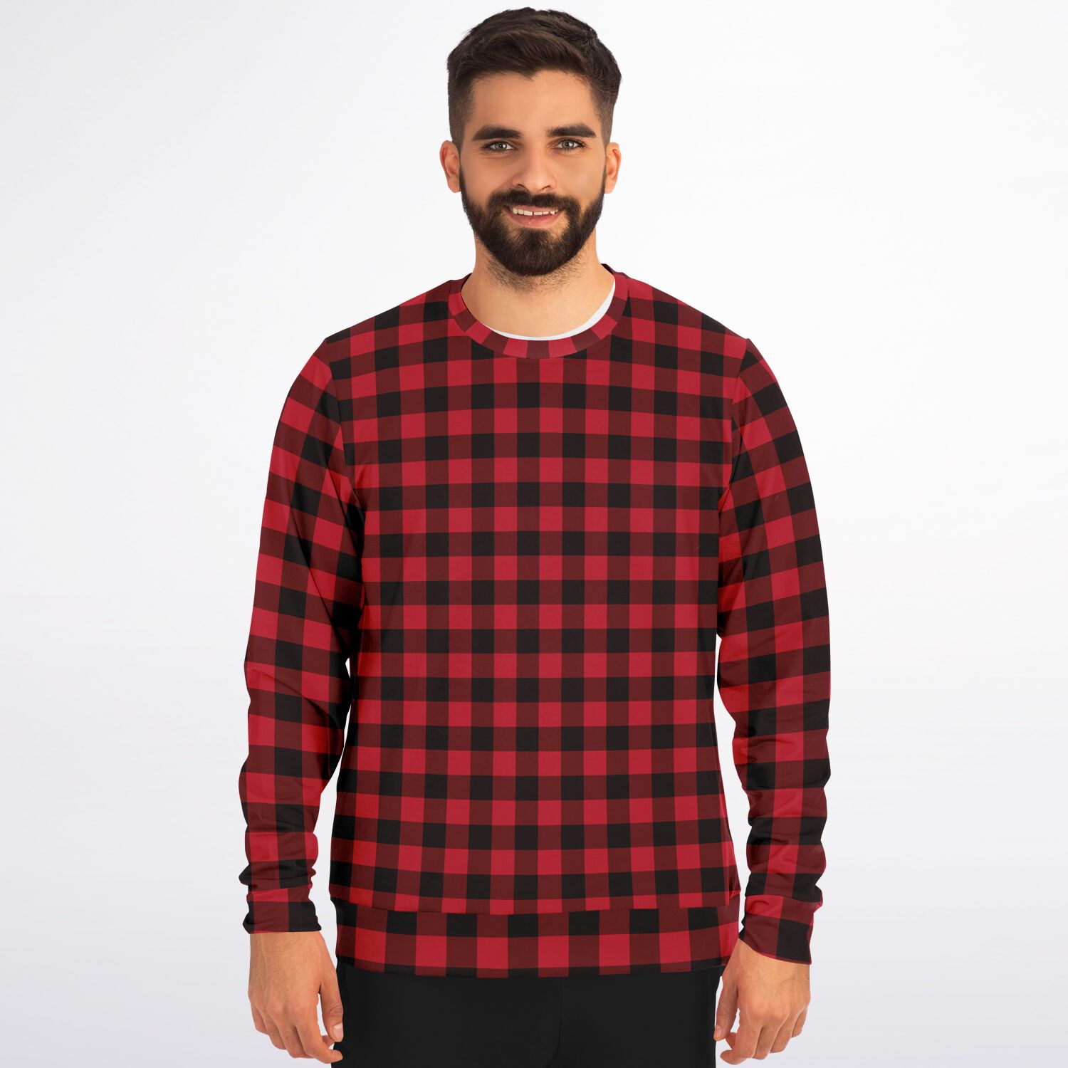 Black and shop red checkered sweater