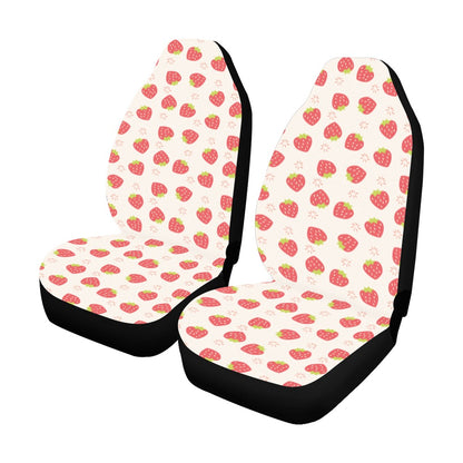 Strawberry Car Seat Covers for Vehicle 2 pc, Pink Red Cute Summer Fruit Kawaii Front Seat SUV Vans Gift for Her Truck Protector Accessory