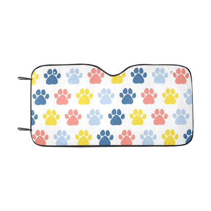 Paw Print Windshield Sun Shade, Dog Pet Cat Colorful Pattern Car Vehicle Accessories Auto Cover Protector Window Visor Screen Decor