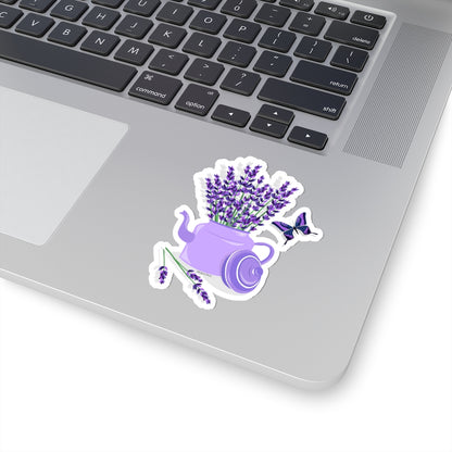 Purple Lavender Decal, Butterfly Pot Flowers Die Cut Stickers Laptop Vinyl Cute Waterbottle Tumbler Car Aesthetic Label Wall Mural Starcove Fashion