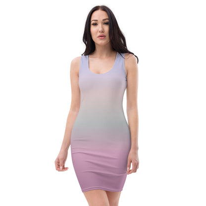 Pastel Pink Purple Bodycon Dress, Ombre Gradient Pencil Fitted Homecoming Sleeveless Mini Cute Cocktail Party Women Sexy Starcove Fashion