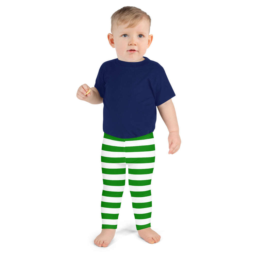 Green Striped Kids Leggings (2T-7), Elf Christmas Santa Xmas Boys Girls  Toddler Children Cute Printed Yoga Pants Graphic Fun Tights Gift