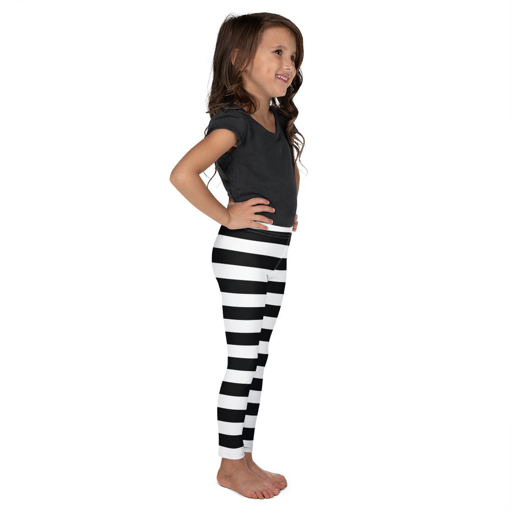 Girls Legging Kids Black & White Vertical Stripes Striped Fashion