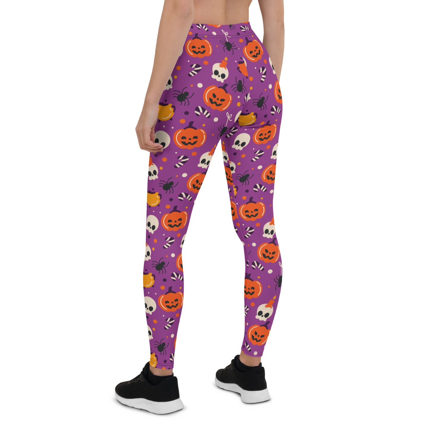 Halloween Leggings Women, Purple Pumpkins Skull Witch Spider Goth Printed Yoga Pants Graphic Fun Designer Tights Gift Starcove Fashion