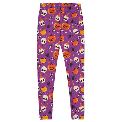 Halloween Leggings Women, Purple Pumpkins Skull Witch Spider Goth Printed Yoga Pants Graphic Fun Designer Tights Gift Starcove Fashion