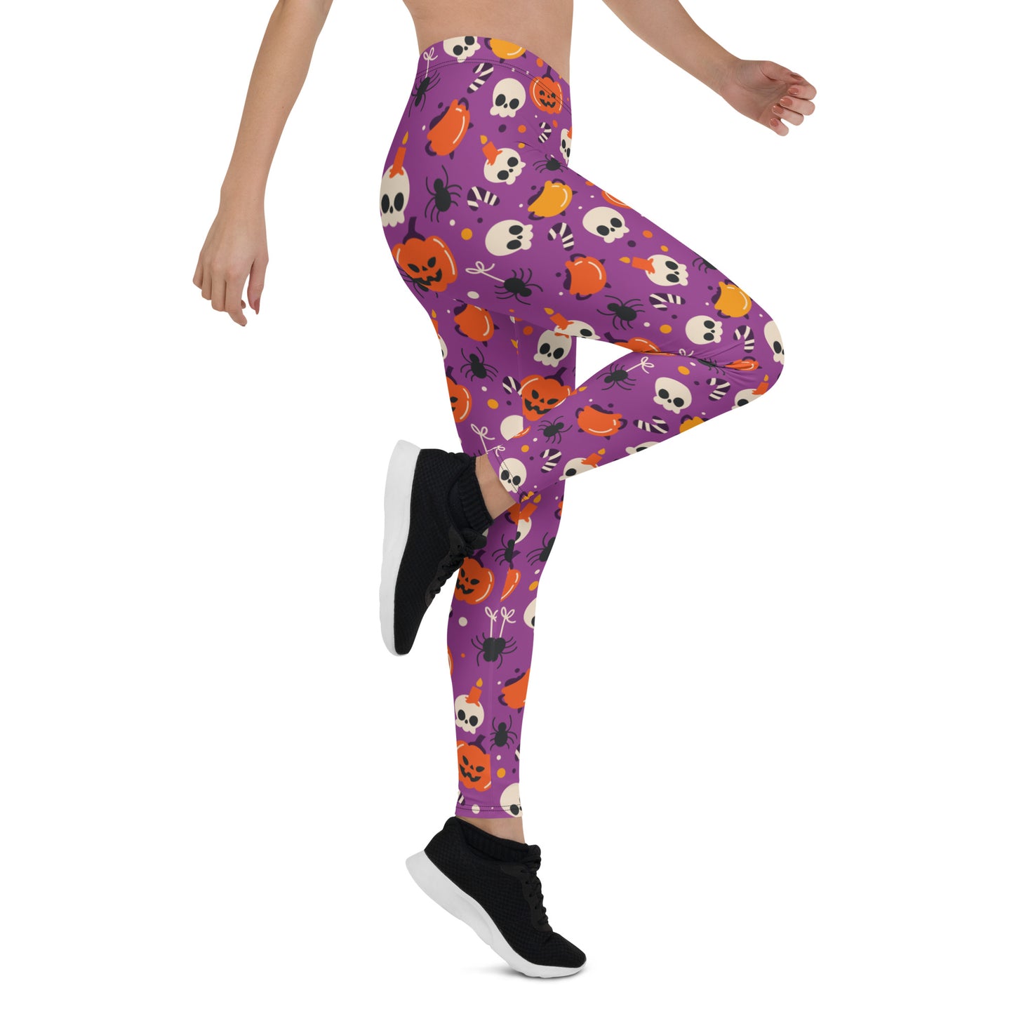 Halloween Leggings Women, Purple Pumpkins Skull Witch Spider Goth Printed Yoga Pants Graphic Fun Designer Tights Gift Starcove Fashion