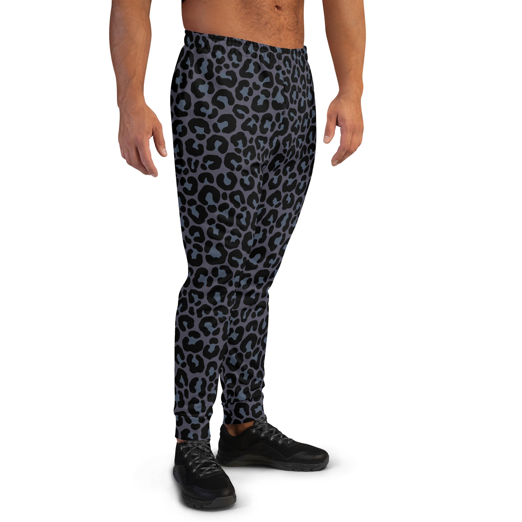 All Black Leopard Men Joggers Sweatpants with Pockets Animal