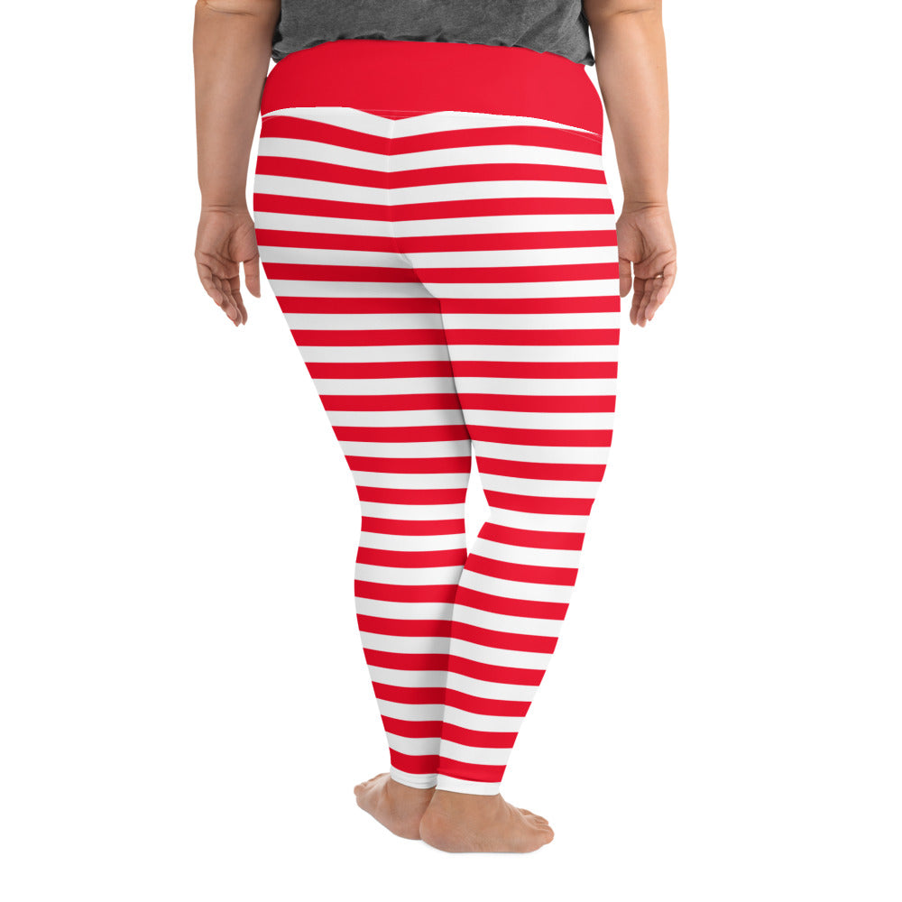 Plus size red 2025 and white striped tights