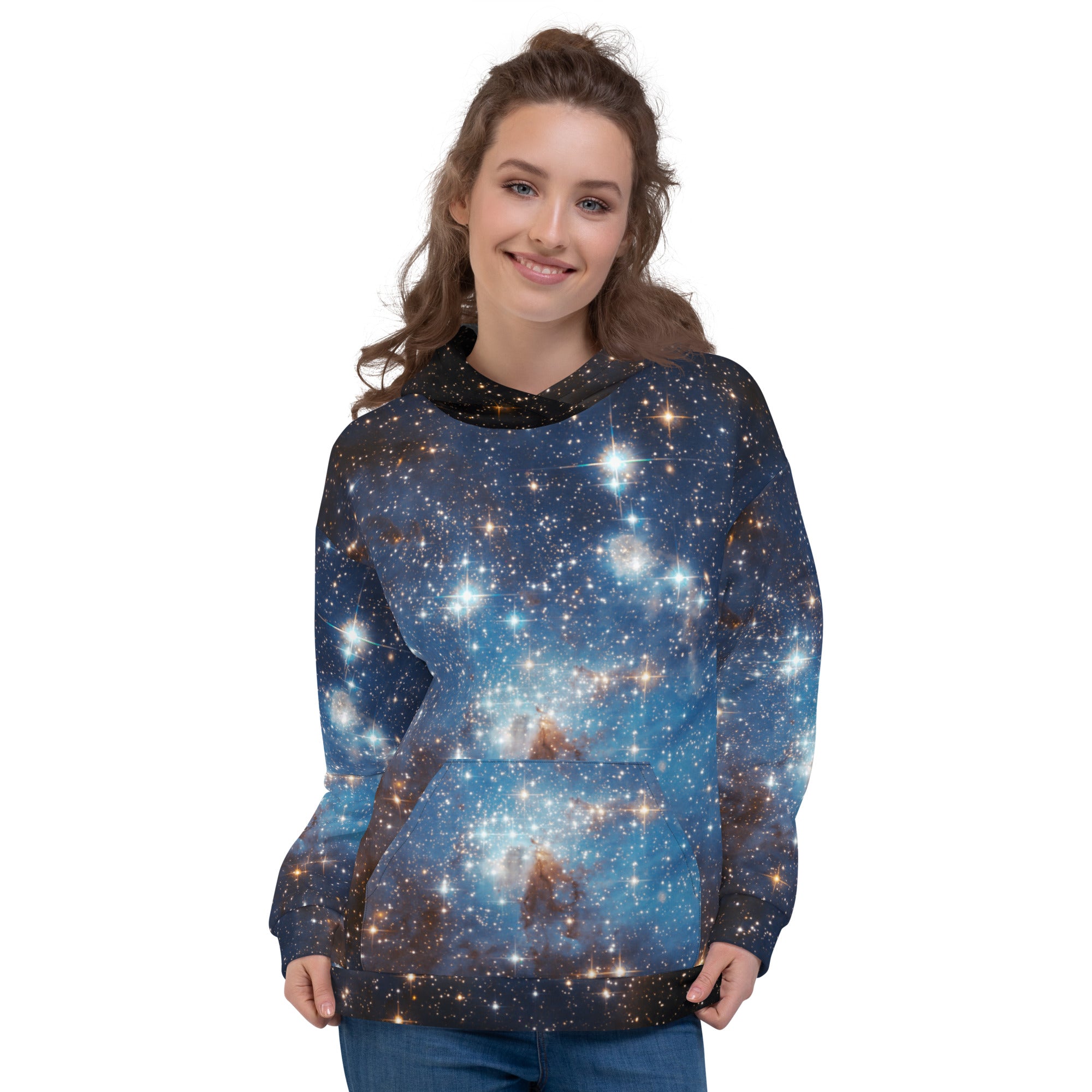 Men galaxy best sale print hooded sweatshirt