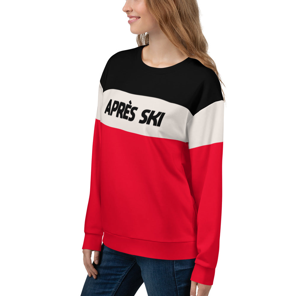 Apres ski sweater Vintage Ski Sweatshirt Black Red Color Block