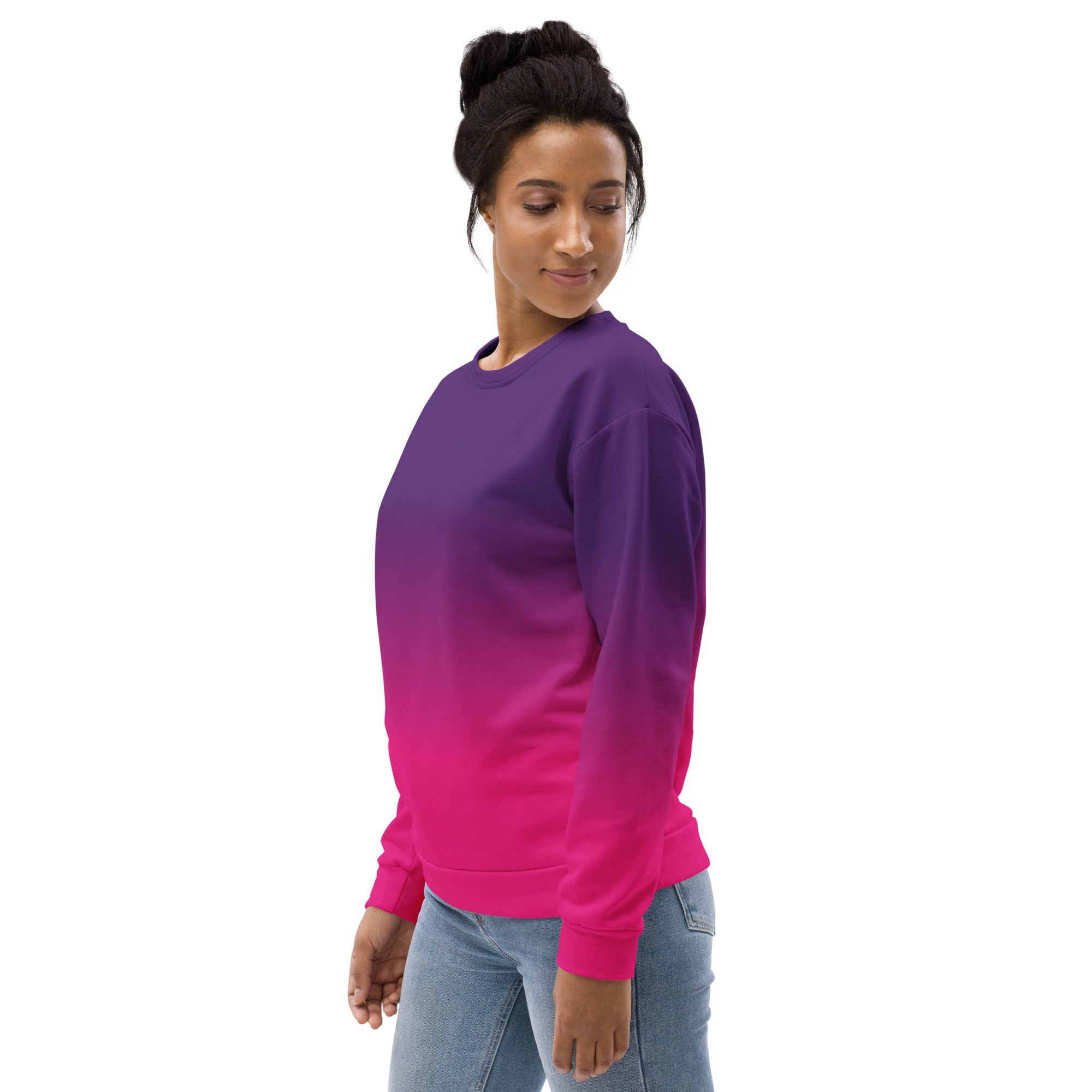 Pink Purple Ombre Sweatshirt Gradient Tie Dye Crewneck Fleece