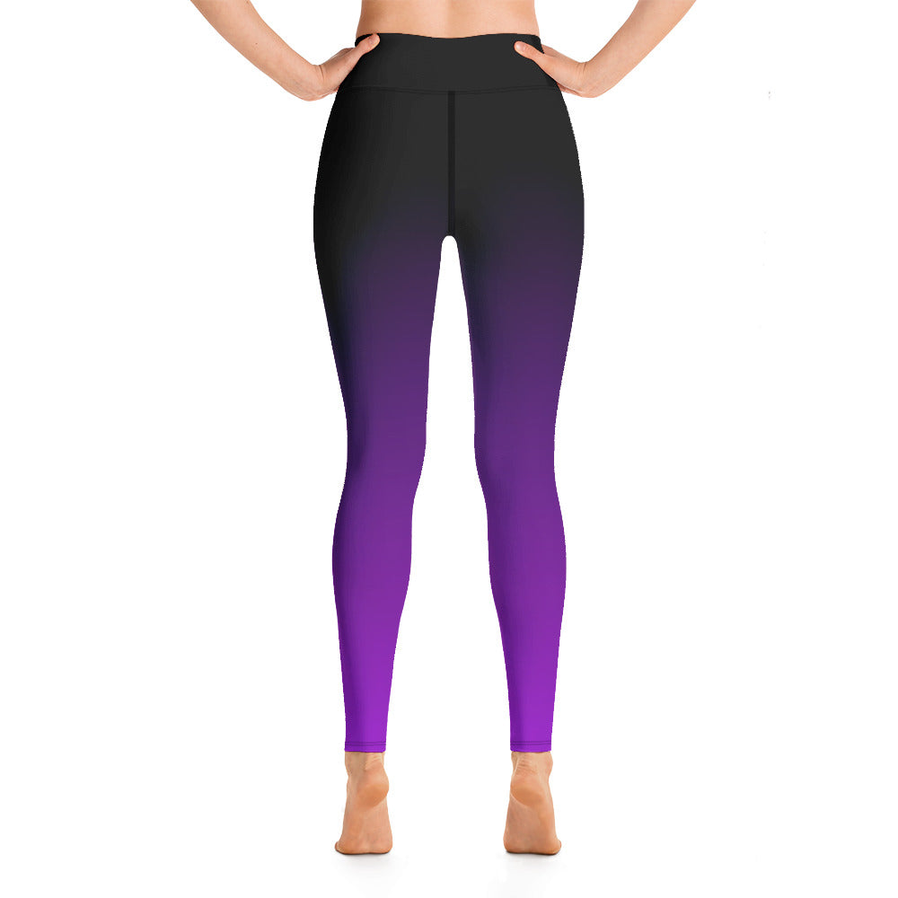 Purple Black Ombre Yoga Leggings Gradient Women High Waisted Workout Starcove Fashion