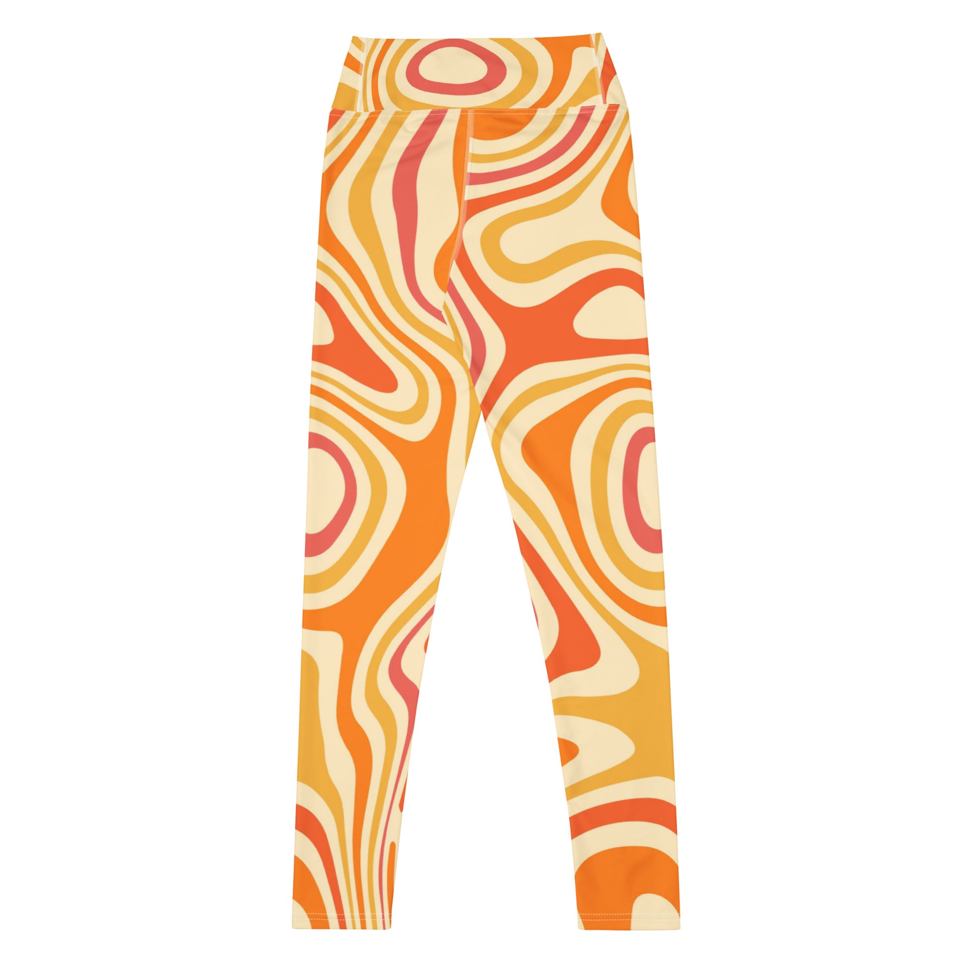 Funky Yoga Leggings Women, Orange Trippy 70s High Waisted Pants Cute  Printed Graphic Workout Running Gym Designer Tights