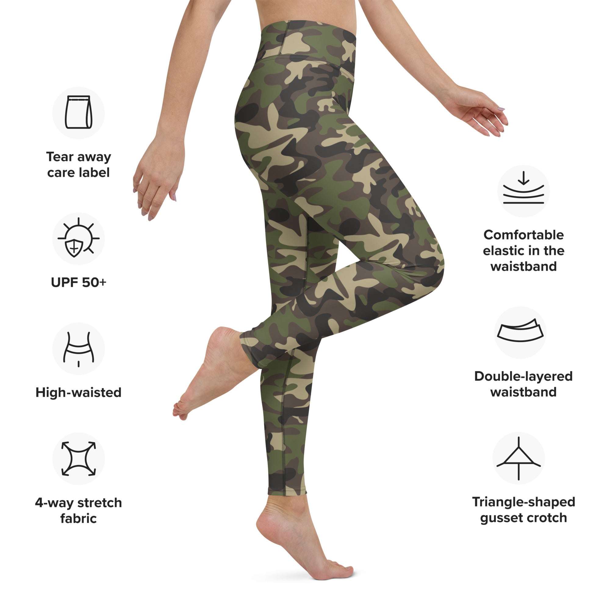 Camouflage Pattern High Waist Stretchy Sports Tight Pants - Temu