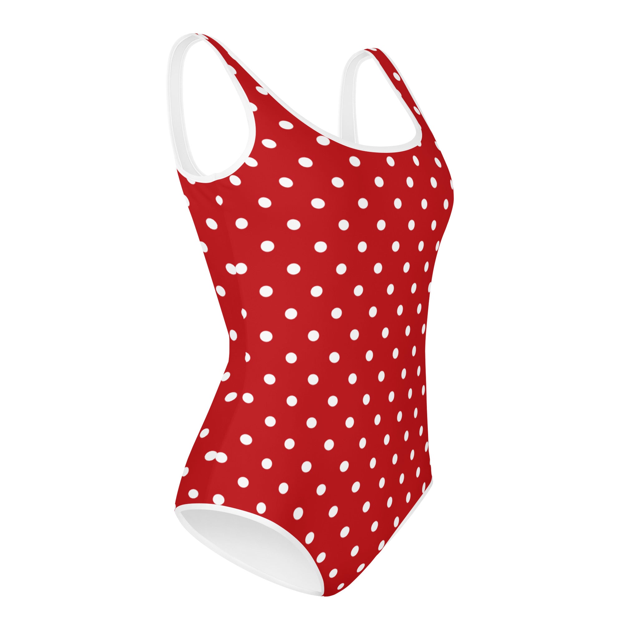 Red Polka Dots Girls Swimsuits (8 - 20), Retro Vintage 60s Cute Kids Jr  Junior Tween Teen Teenage One Piece Bathing Suit Young Swimwear