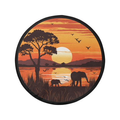 Safari Spare Tire Wheel Cover, Sunset Africa Wild Animal Elephants Adventure Travel Back Up Camera Hole Design Spare RV Car Lover Camper