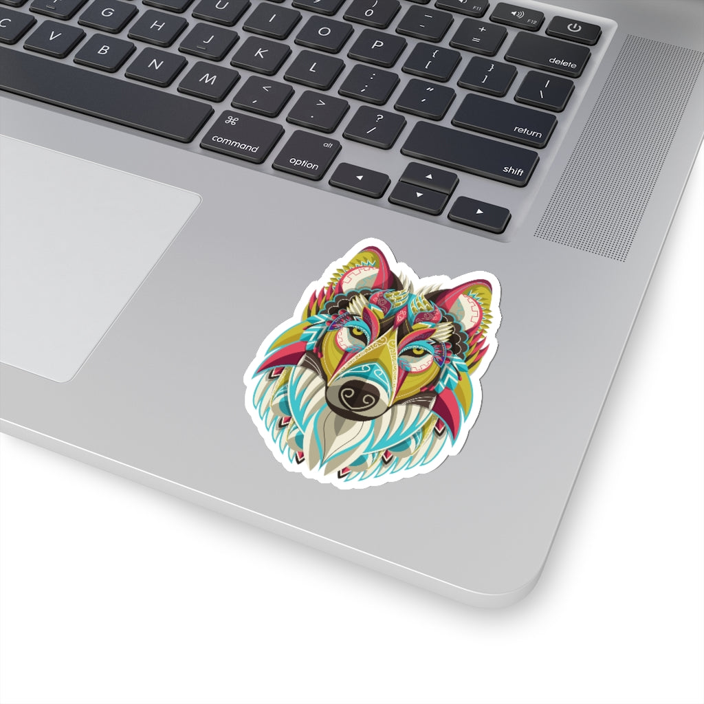 Wolf Head Sticker, Tribal Animal Lone Computer Laptop Wall Decal Vinyl Small Large Boho Waterbottle Tumbler Car Waterproof Bumper Mural Starcove Fashion