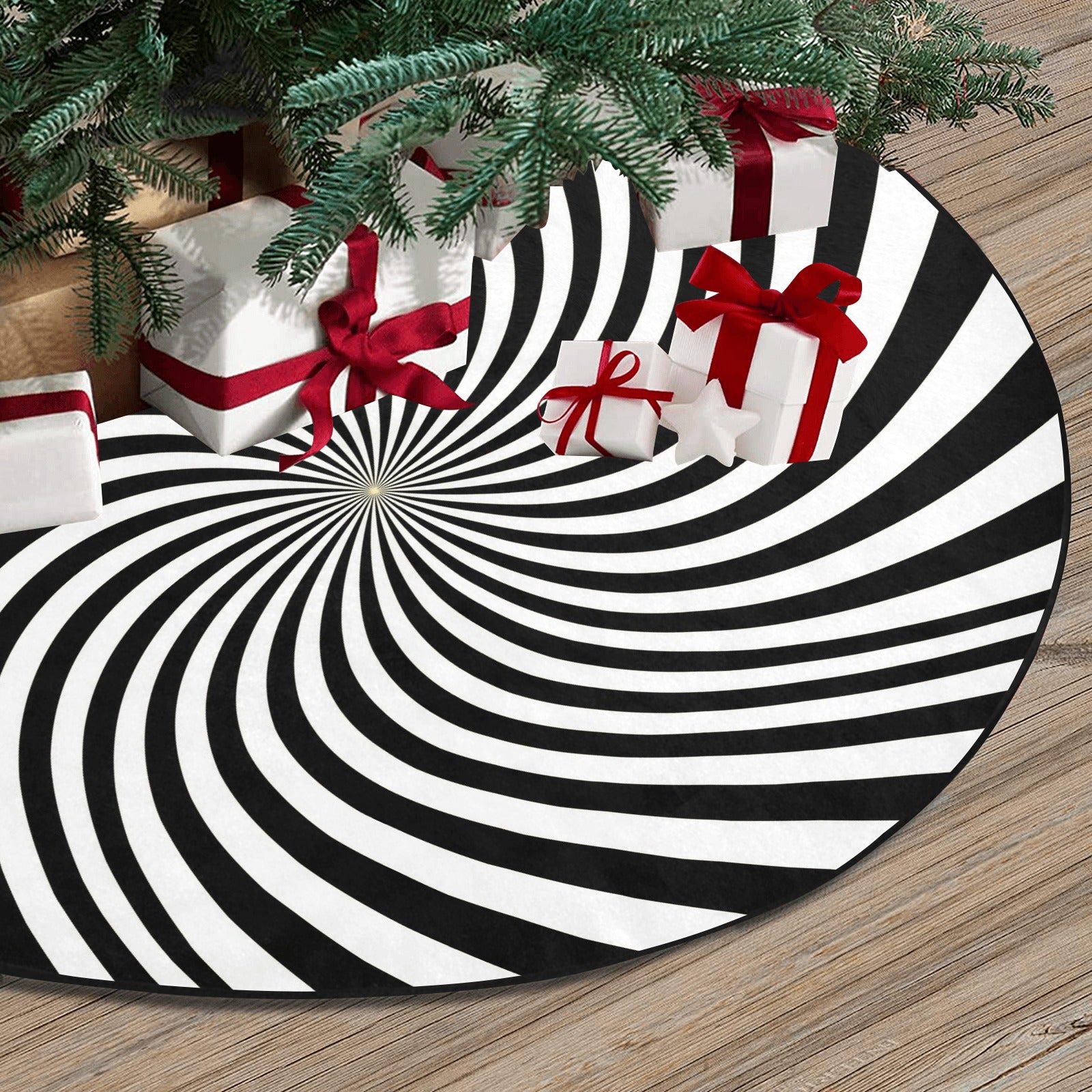 Black and white outlet striped tree skirt