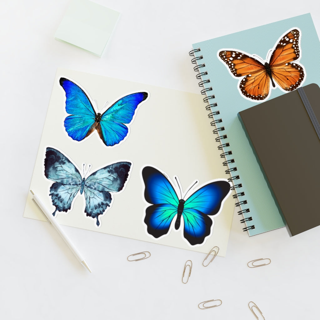 Butterfly Sticker Sheets Set,  Blue Orange Monarch Realistic Aesthetic Cute Wall Decal Pack Car Decor Vinyl Water Proof Die Cut Starcove Fashion