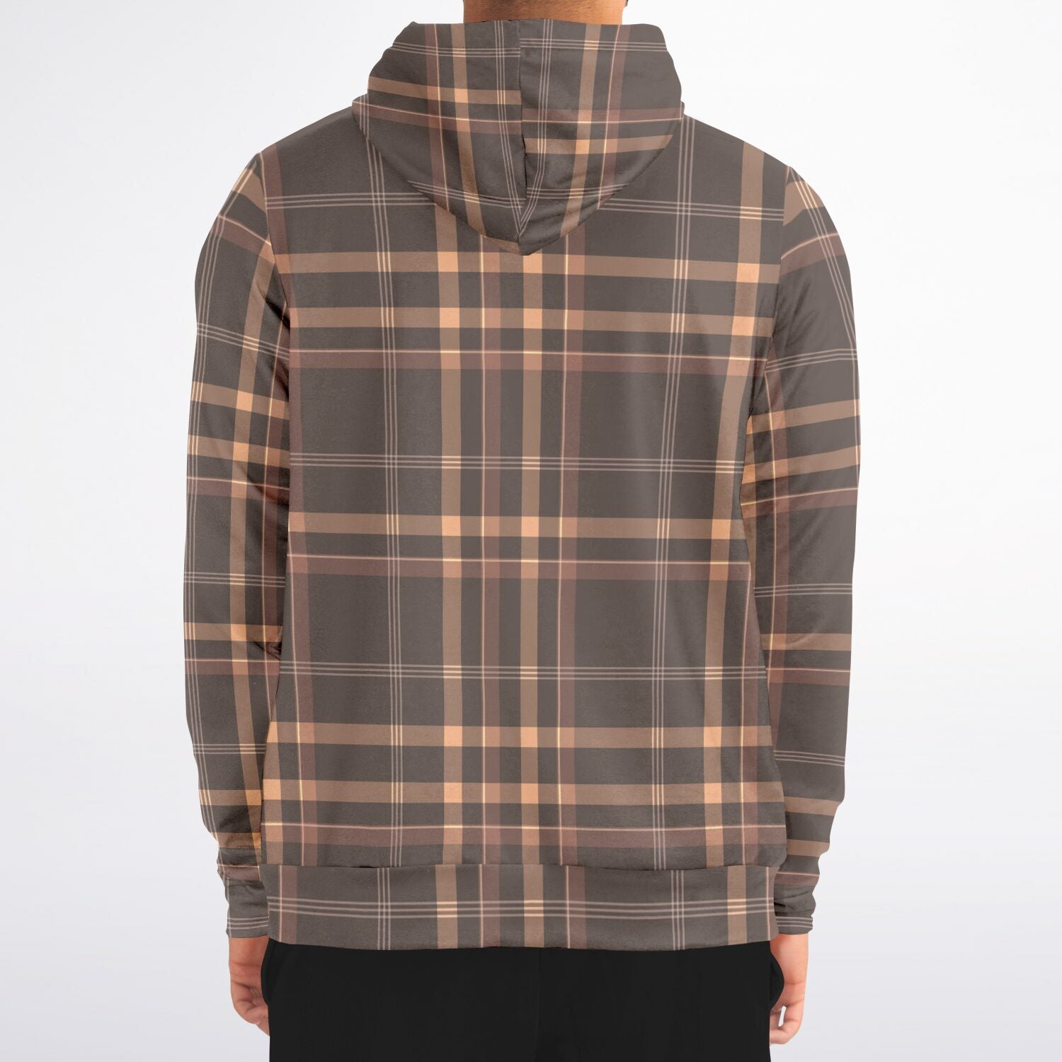 Organic Men's & Women's Tartan outlet Hoodie, Sustainable Winter Unisex Clothing, in Several colors, Brown tartan jumper with front pocket