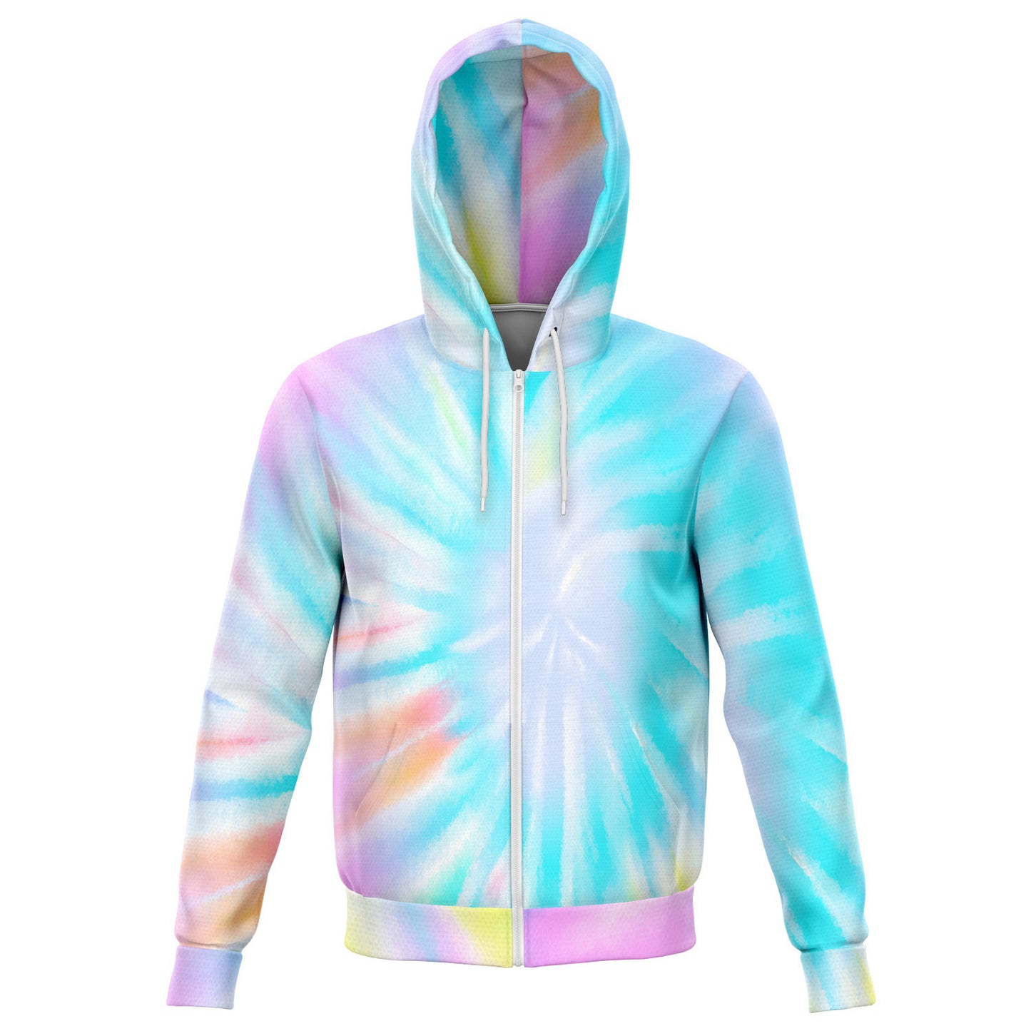 Tie Dye Rainbow Zip Up Hoodie, Pink Blue Spiral Front Zip Pocket Men Women Adult Aesthetic Graphic Cotton Hooded Sweatshirt Starcove Fashion