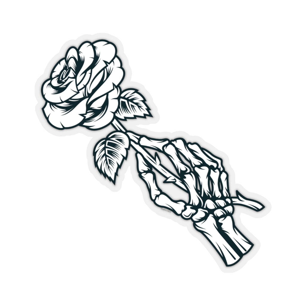 Skeleton Hand Rose Sticker, Tattoo Black White Transparent Cute Decal Label Phone Macbook Small Large Cool Art Computer Starcove Fashion