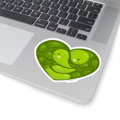 Hugging Turtles Heart Sticker, Hugs Green Sea Two Besties Friendship Cute Kawaii Love Laptop Decal Vinyl Hydro Tumbler Bumper Aesthetic Wall Starcove Fashion