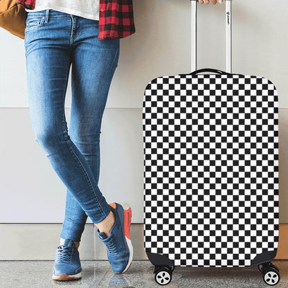 Black White Checkered Luggage Cover, Check Checkerboard Suitcase Bag Protector Washable Wrap Travel Gift