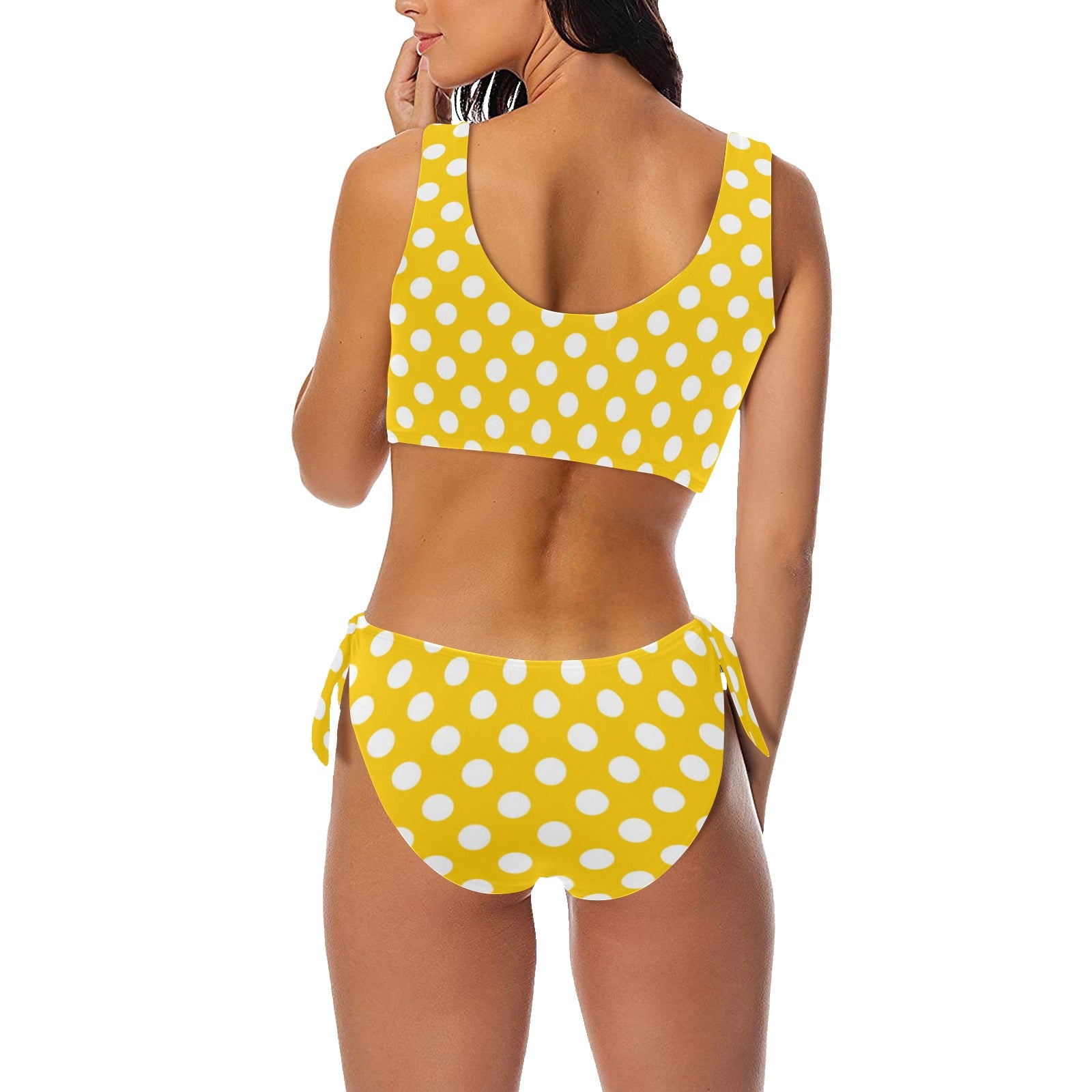 Yellow polka dot deals high waisted bikini