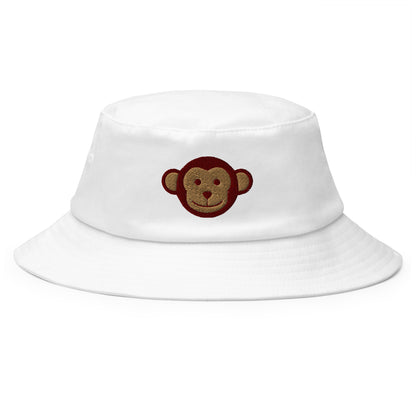 Monkey Embroidered Bucket Hat, Animal Face Retro Vintage Summer Festival Cute Women Men Designer Beach Sun Shade Cotton Starcove Fashion