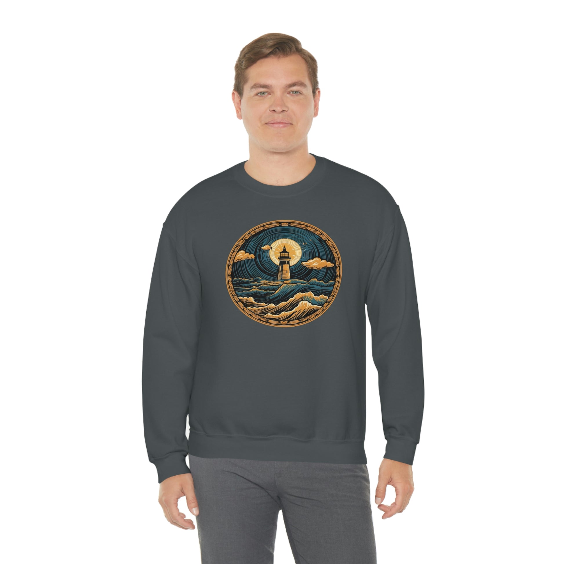 Lighthouse Sweatshirt, Waves Montauk Graphic Crewneck Fleece Cotton Sweater Jumper Pullover Men Women Adult Aesthetic Designer Top Starcove Fashion