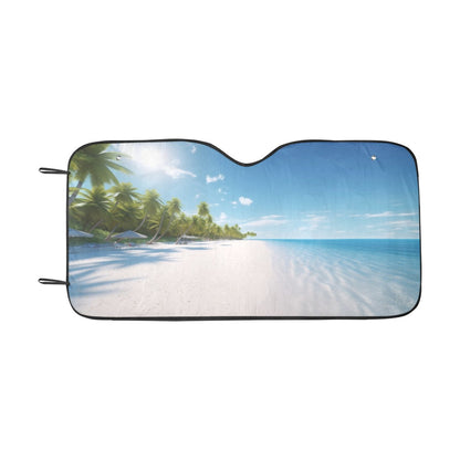 Tropical Beach Windshield Sun Shade, Ocean Sea Sand Car Accessories Auto Protector Window Visor Screen Cover Decor coverings Blocker