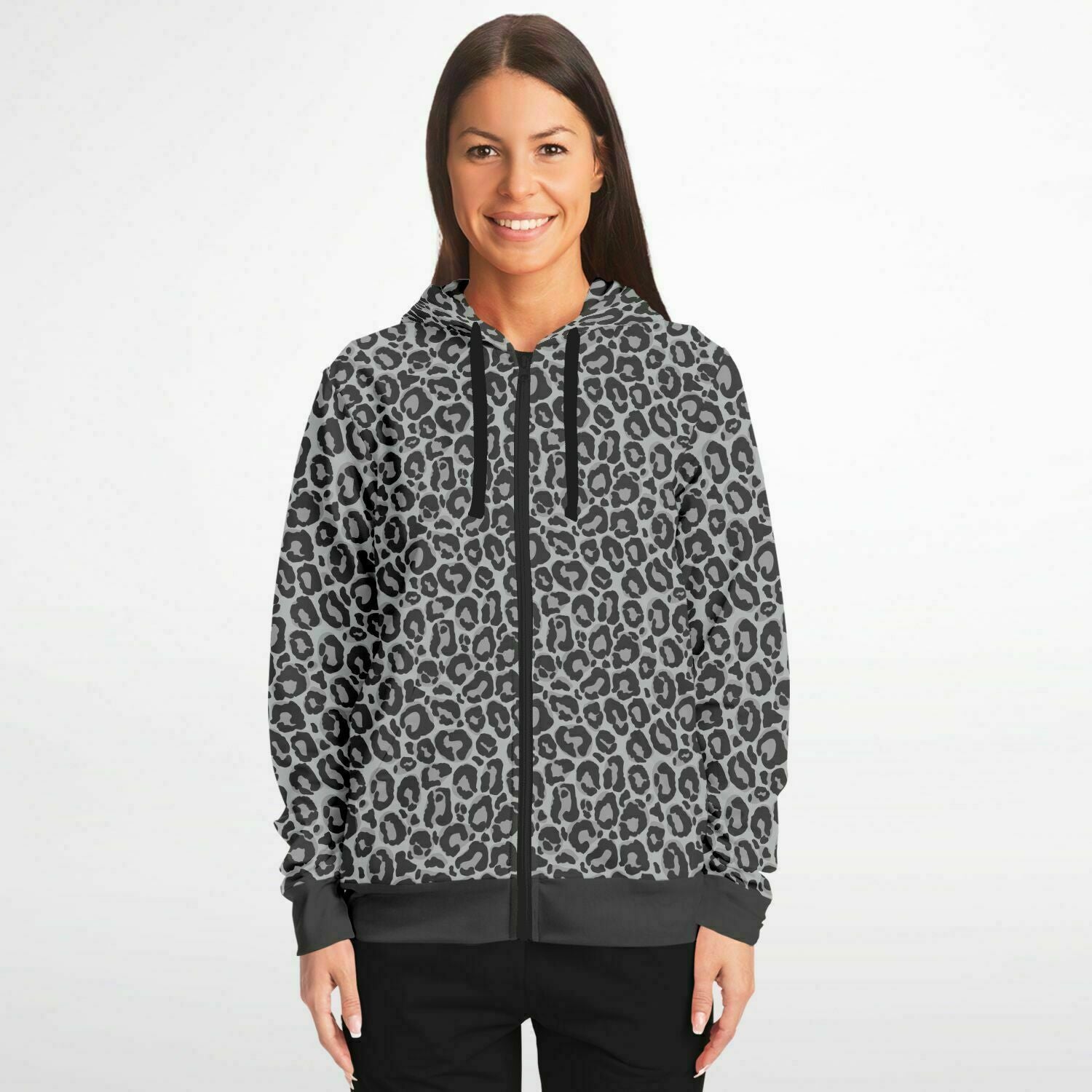 Leopard zip online hoodie