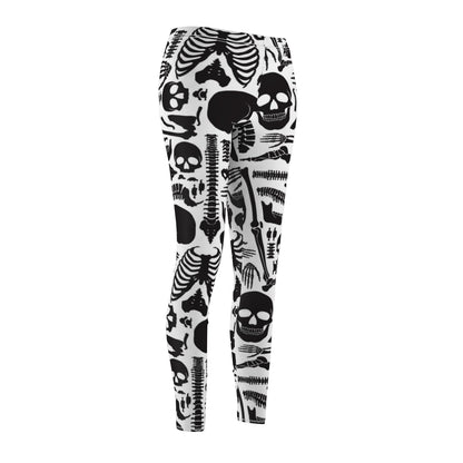 Skeleton Halloween Leggings, Black White Skull Human Bones Anatomy Goth  Yoga Pants, Women's Casual Skinny Leggings
