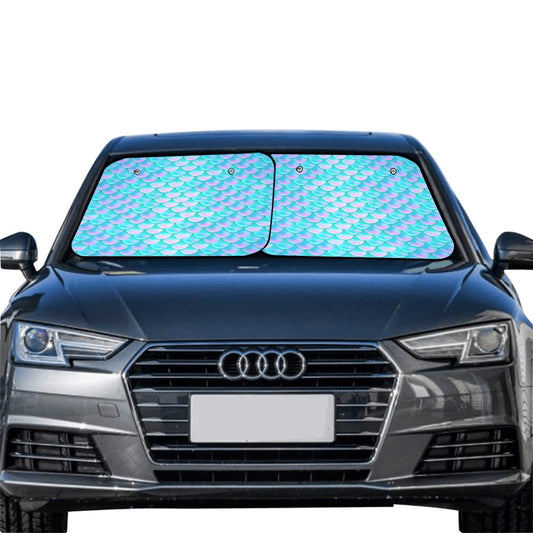 Mermaid Car Sun Shade 2 Piece Set, Blue Fish Scales Windshield Side Window Foldable Accessories Auto SUV Trucks Protector Visor Screen Cover Starcove Fashion