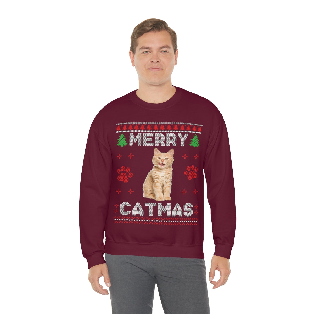 Custom Cat Ugly Christmas Sweater,  Personalized Photo Kitten Merry Xmas Print Women Mom Men Funny Party Holiday Plus Size Sweatshirt Starcove Fashion