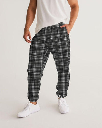 Grey Plaid Tartan Men Track Pants, Zip Pockets Quick Dry Mesh Lining Lightweight Festival Elastic Waist Windbreaker Joggers Bottoms Starcove Fashion