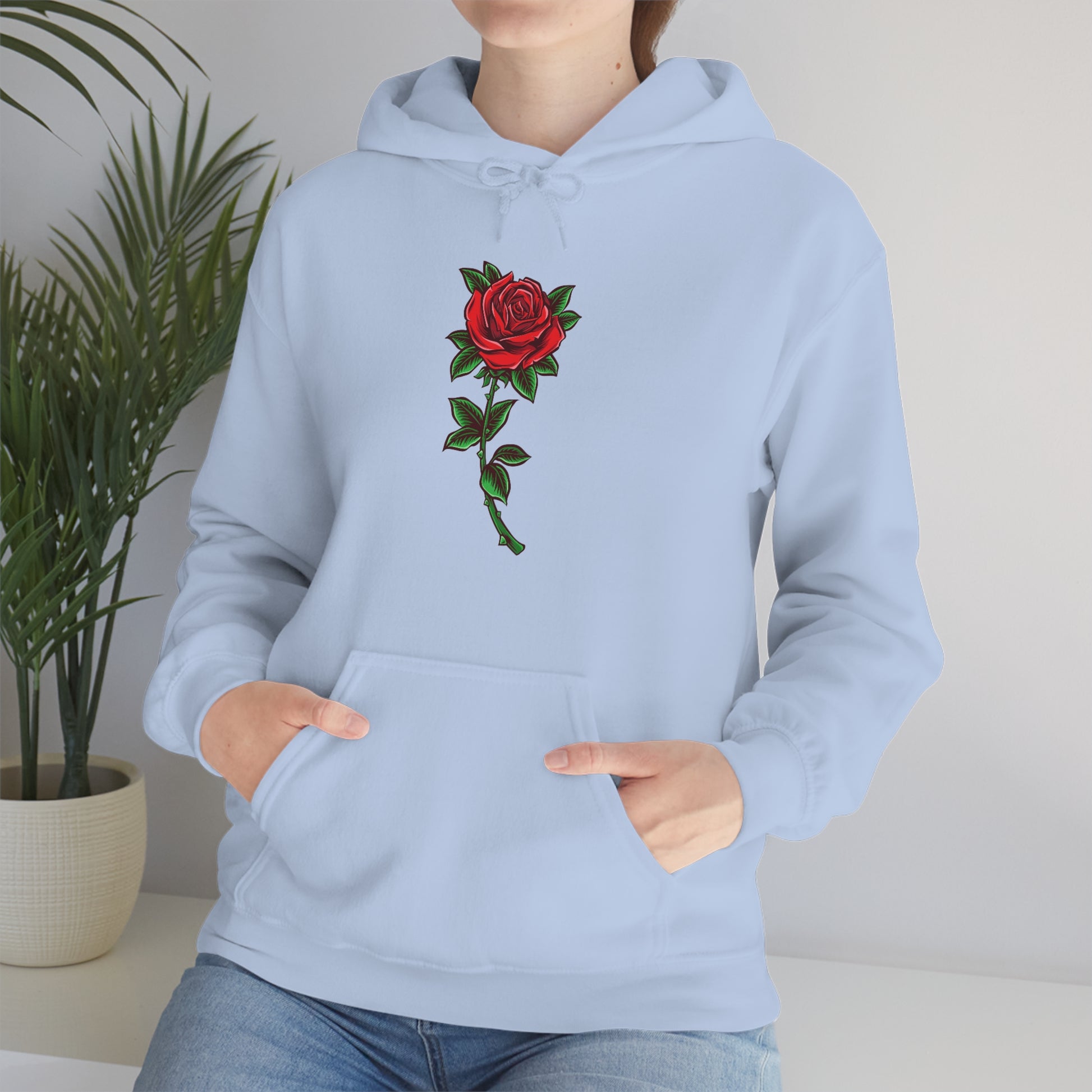 Red Rose Hoodie, Flowers Floral Pullover Men Women Adult Aesthetic Graphic Cotton Punk Goth Hooded Sweatshirt with Pockets Starcove Fashion