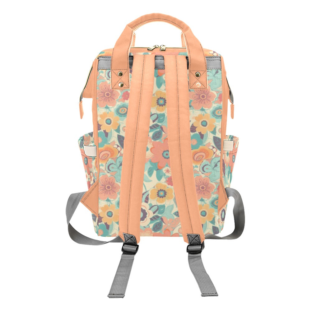 Retro Floral Diaper Bag Backpack, Pink Flowers Groovy 70s Baby Girl Wa –  Starcove Fashion