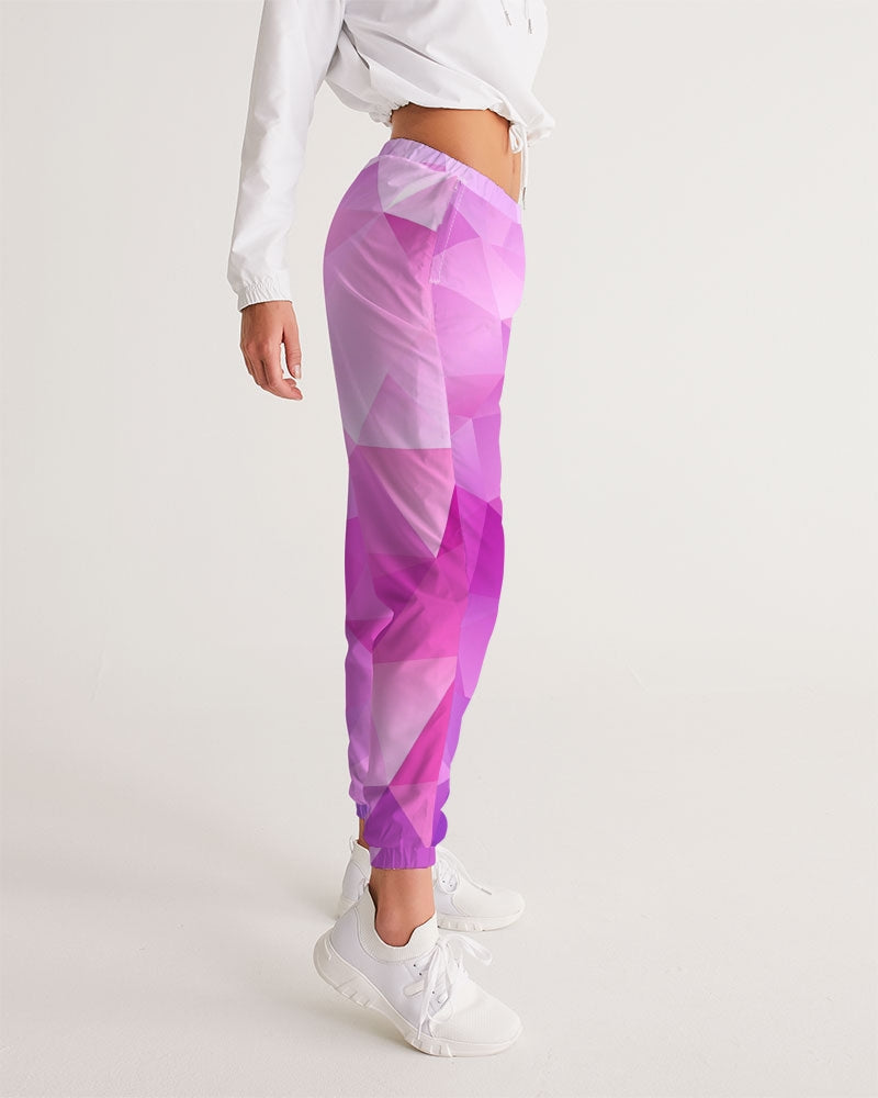 Pink Purple Ombre Women's Track Pants, Geometric Gradient Straight Leg Zip Pockets Quick Dry Festival Elastic Waist Windbreaker Ladies Pants Starcove Fashion