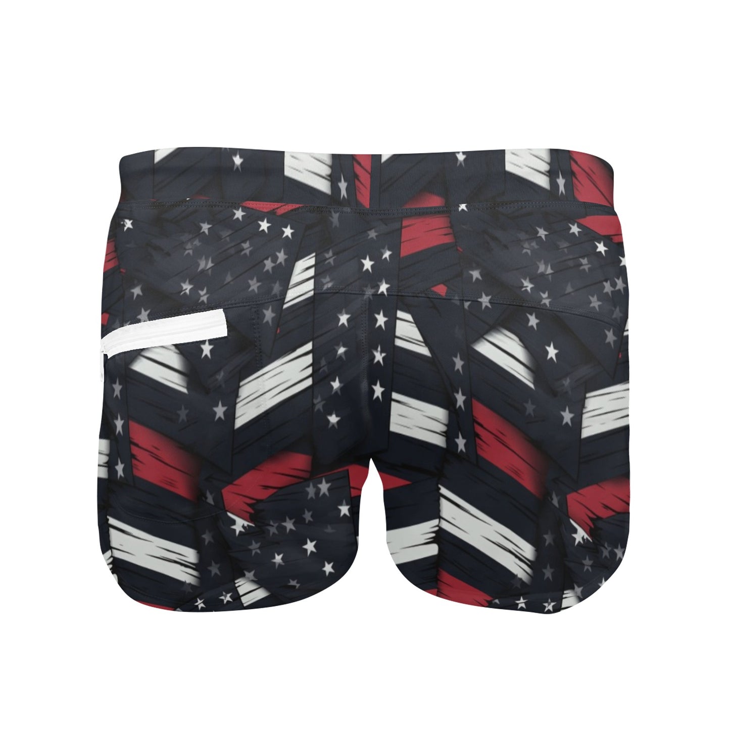 Black American Flag Men Swim Trunks Sexy, Red White Blue Navy Stars Stripes Shorts Zipper Pockets Mesh Drawstring Bathing Suit Bikini Briefs